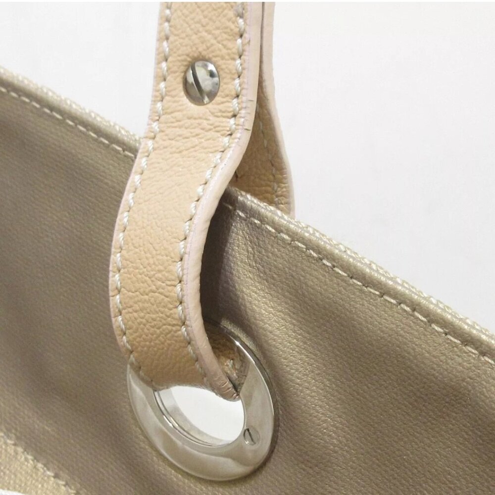 100% Authentic CHANEL Paris Biarritz Tote GM Gold Beige Coated Canvas Nylon - Picture 6 of 14